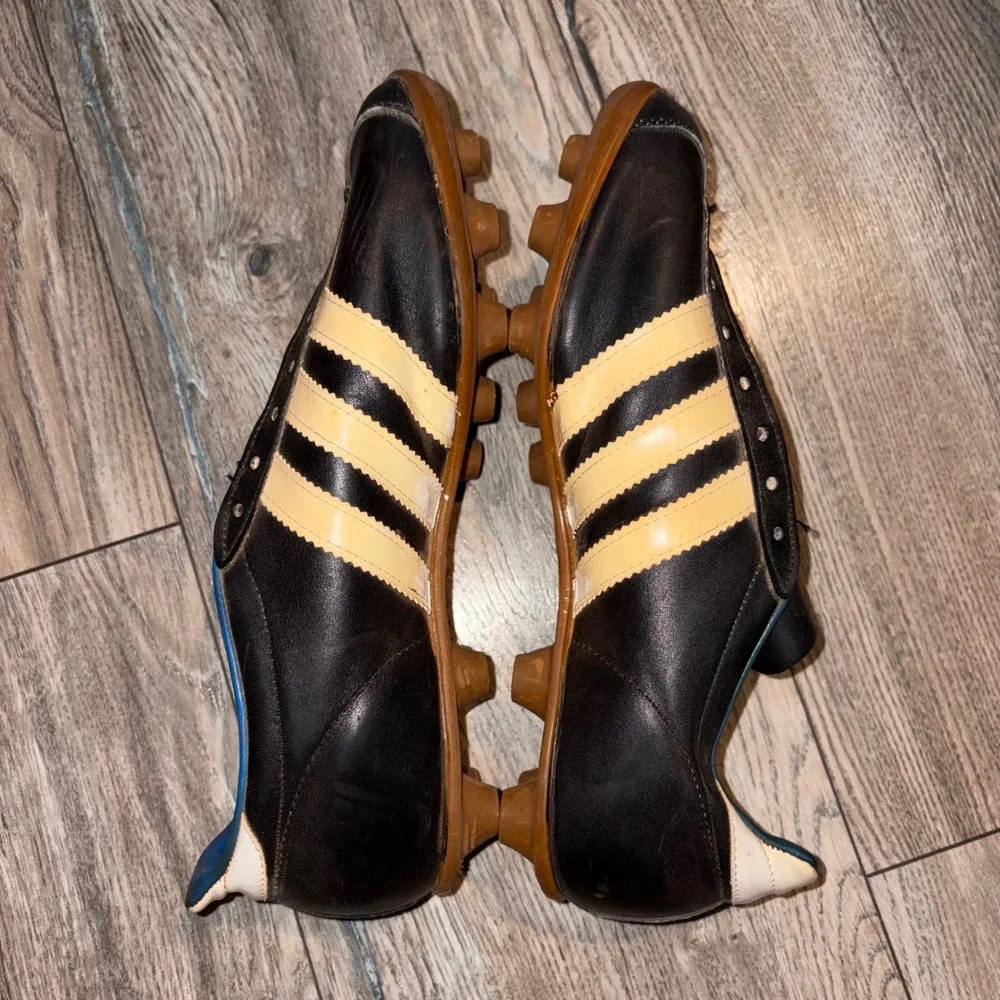 Vintage 70s Adidas Superlight Soccer Cleats Black Leather West Germany 5 Rare